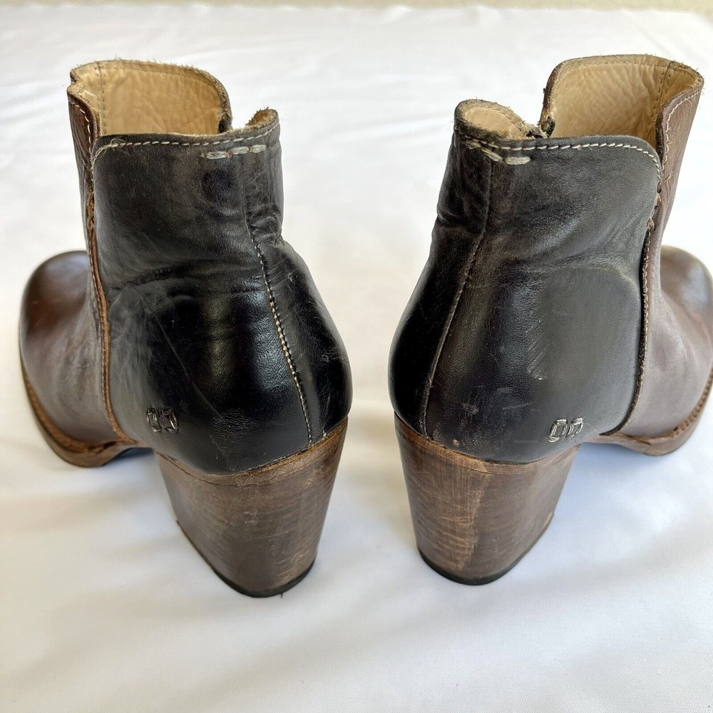 Bed Stu Yell Bootie Women Size 10 Leather Ankle Boot Brown Two Toned Side Zip - Picture 5 of 8